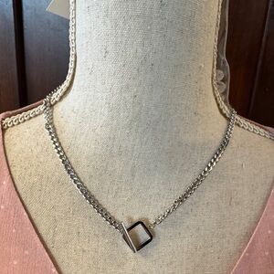 Silver Necklace with Geometric Pendant